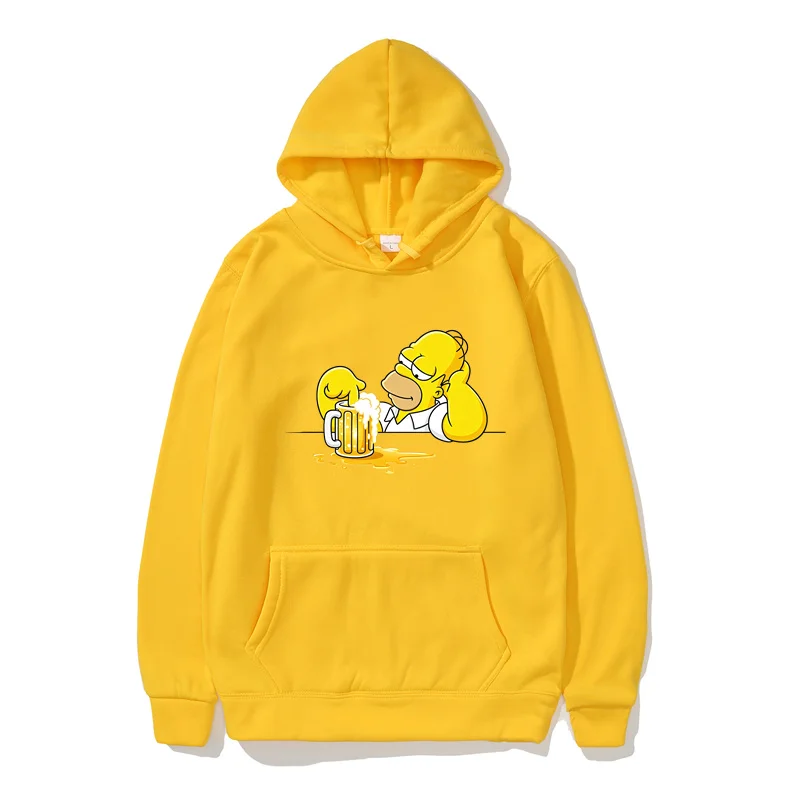 Simpsons Family Printed Hoodie Homer Drinking Beer Print Pattern Simpson-Authorized Men'S Graphic Hoodie Men Women Fashion