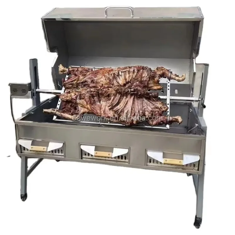 

WeWork Heavy Duty Outdoor Roaster Spit Rotisserie BBQ Grill Pig Lamb Chicken Roaster 80kg Charcoal Barbecue Rotisserie