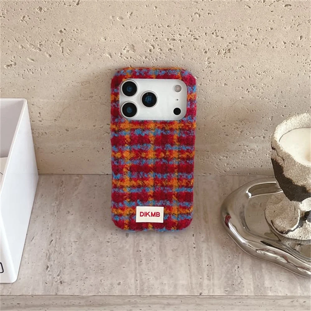 Korea Ins red plush Phone Case For iPhone 18 Pro 14 15 16 17 Pro Max Cover Shockproof Soft Cute Cases For Apple 18pro Max