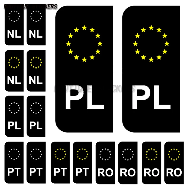 2Pcs NL PL PT RO Exquisite License Plate Stickers Waterproof PVC Stickers Car Truck RV Off Road Vehicle Stickers