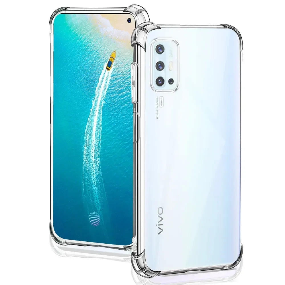 Tampa Do Telefone De Silicone Macio De Cristal, Airbag À Prova De Choque, Protetor De TPU, Shell Para Vivo V17, V19, Neo, V19