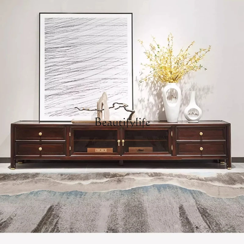 

New Chinese ebony TV cabinet floor cabinet solid wood living room furniture