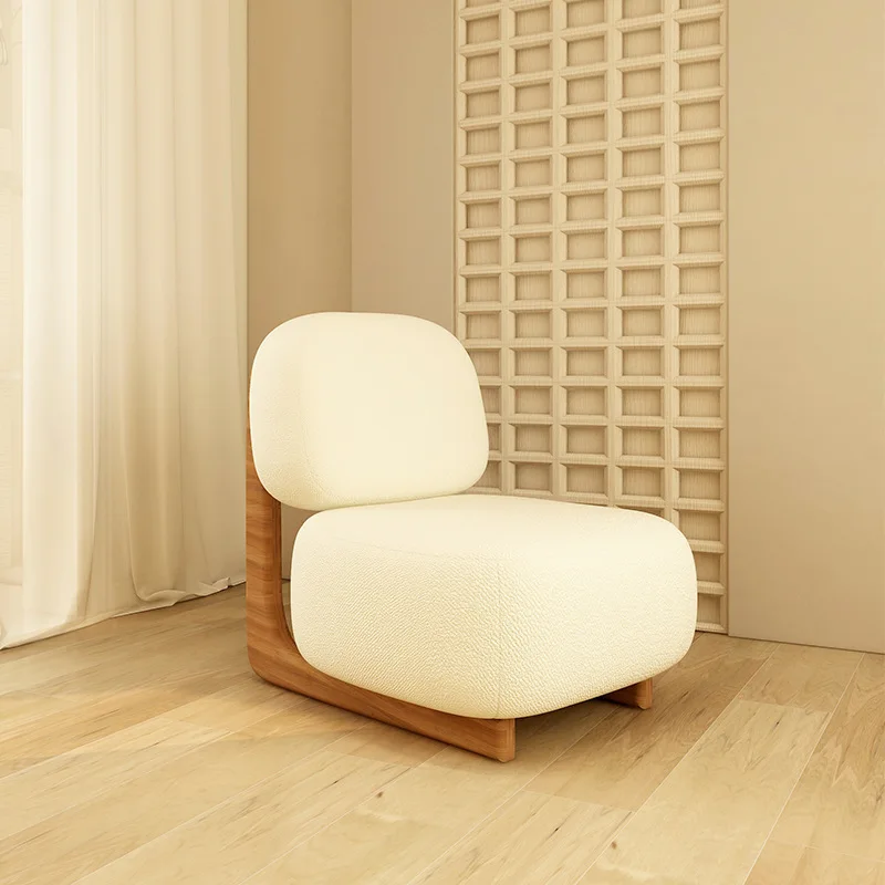 Lazy balcony sofa chair Solid wood camel wool living room single back chair