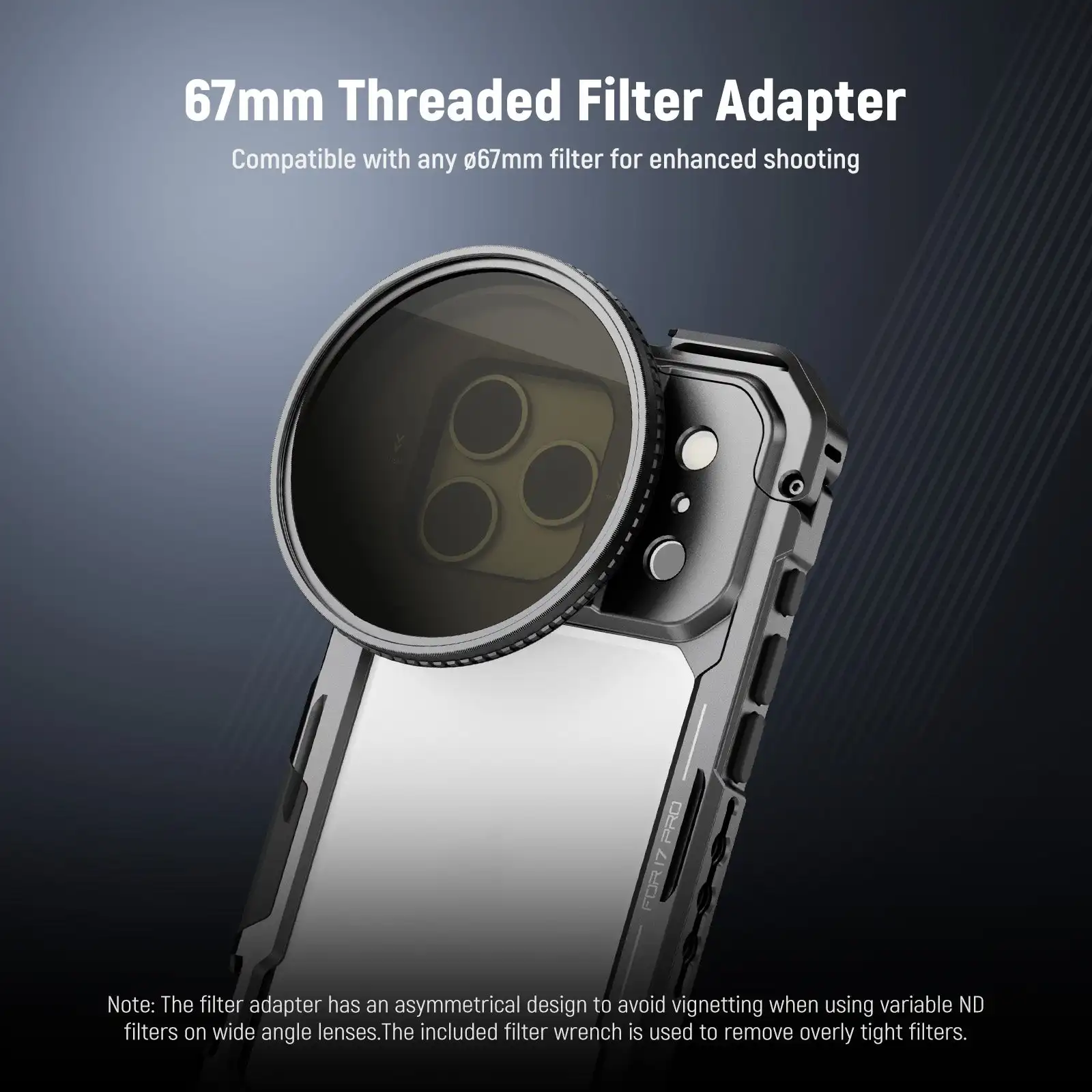 neewer-pa144-pa143-phone-cage-with-17mm-t-mount-phone-lens-backplate-67mm-filter-adapter-for-iphone-17-pro-iphone-17-pro-max