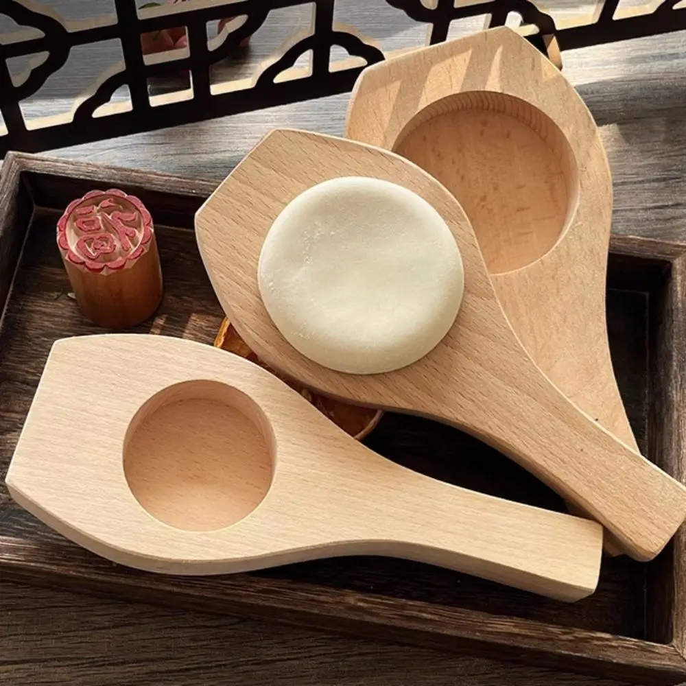 

Kitchen Gadgets Flat Bottom Wooden Suzhou-style Mooncake Mold Hand Press DIY Cookie Mould Handmade Rice Cake Mold Kitchen Newbie