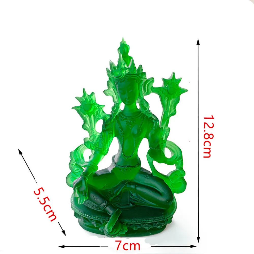 

12.8cm New Small Hand Green Tara Green Resin Pocket Tibetan Buddhist Tranic Suppliers Temple/Home/Office Decorate Statue Cratfs