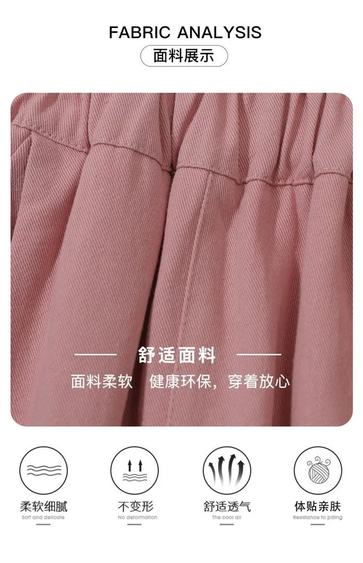 Neue Frühling-Herbst-Kinderhose mit Kirschstickerei, lockere Freizeithose für Mädchen, Stretch-Langhose für Schülerinnen, weiche Baby- und Kinderhose mit weitem Bein – Detail 4
