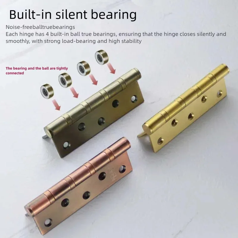 

4 Inch Heavy Duty Stainless Steel Mute Door Hinge - 3mm Thick Load-Bearing Hardware for Room Doors & Furniture