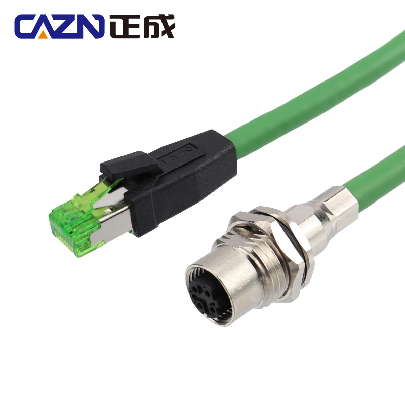 Ethernet M12 Connector 4 PIN D code Female Back Mount Socket to RJ45 Waterproof  Industrial  Ethernet Profinet Cable