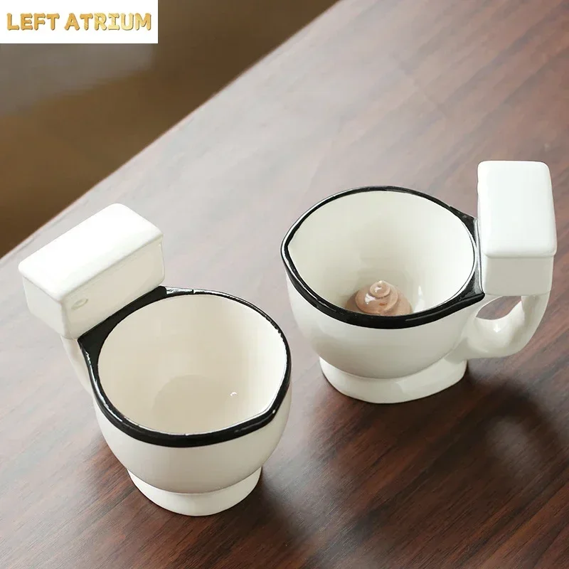 300ml Creative and Quirky Ceramic Cup Novel and Interesting Gift Toilet Ceramic Cup with Handle Coffee and Ice Cream Cup