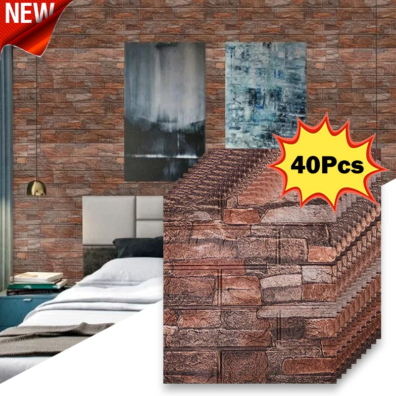 40 Stuks 38.5X35 cm Imitatie Baksteen Behang zelfklevende Waterdichte vochtbestendige Woonkamer Slaapkamer Wanddecoratie