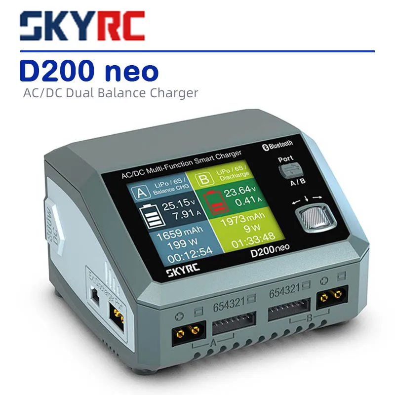 SKYRC D200neo Dual Channel Smart Balanced Charger AC 200W DC 800W 20A 2-6S Model Aircraft Exclusive