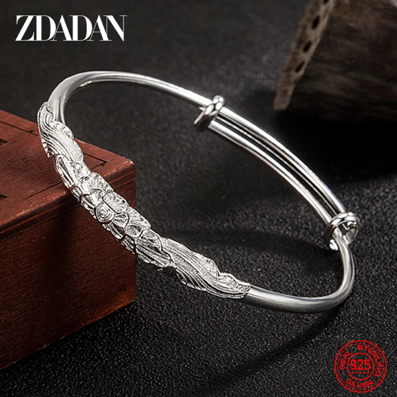 ZDADAN 925 Silver Adjustable Bracelet Bangle For Women Wedding Fashion Jewelry