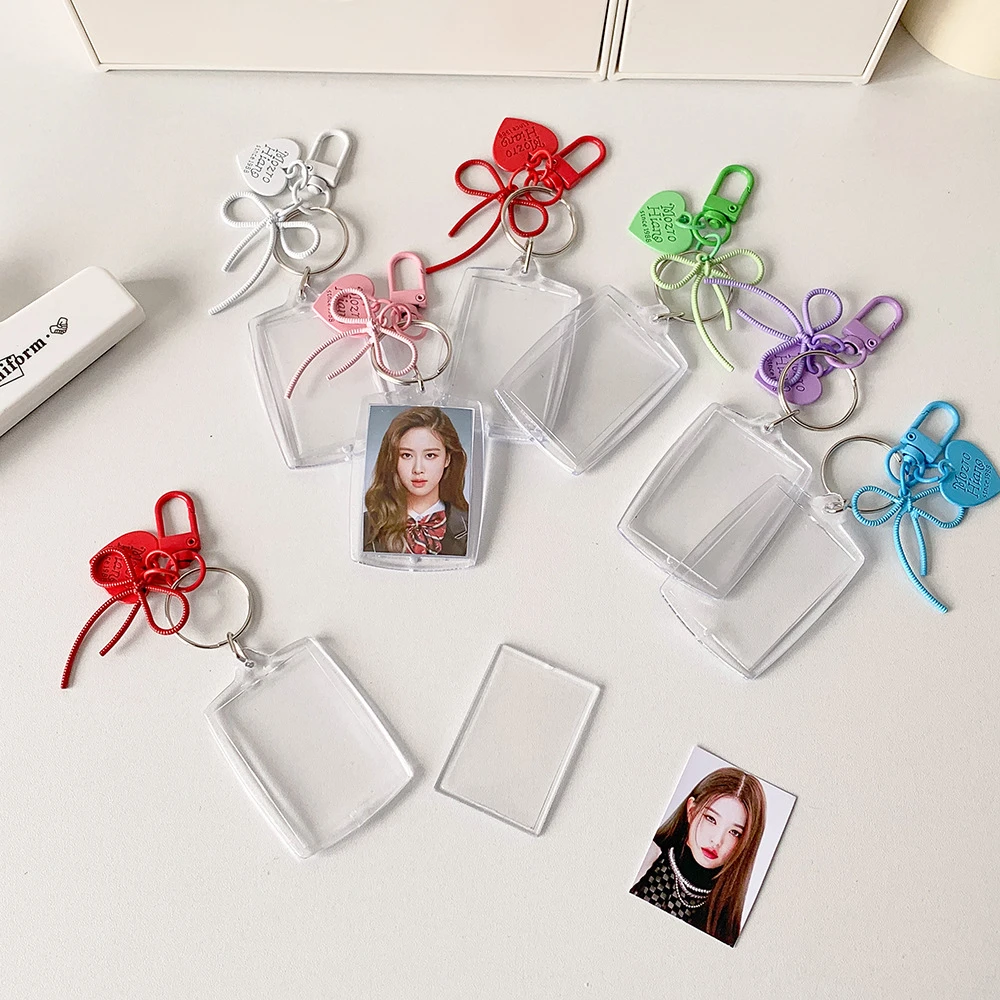 

Acrylic Card Cover Mini Photocard Holder Peach Heart Pendant Hanging Decoration ID Photo Photocard Frame Picture Idol Photo Card