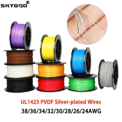 5~100m PTFE Wire UL1423 Silver Plated Single Core Cable (No Scroll) High Temperature Micro Fine Copper Wires DIY Electronic Line