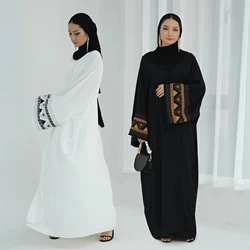 2024 abbigliamento islamico ultimo ricamo Arabia saudita Abaya nero Cardigan aperto musulmano Kimono Abaya abito musulmano donna caftano