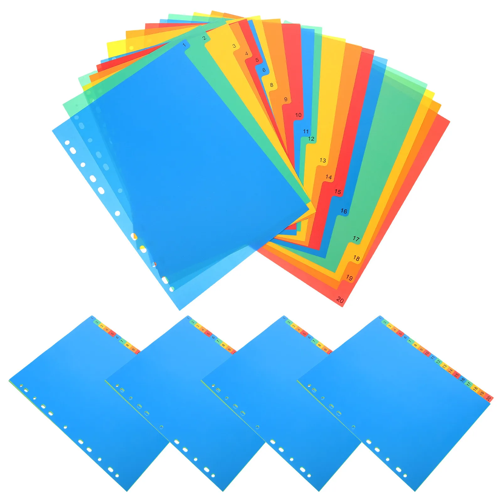 5Pcs Colored Binder Dividers Plastic A4 Folder Inner Core Office Document Tabs Multi-Color Index Dividers