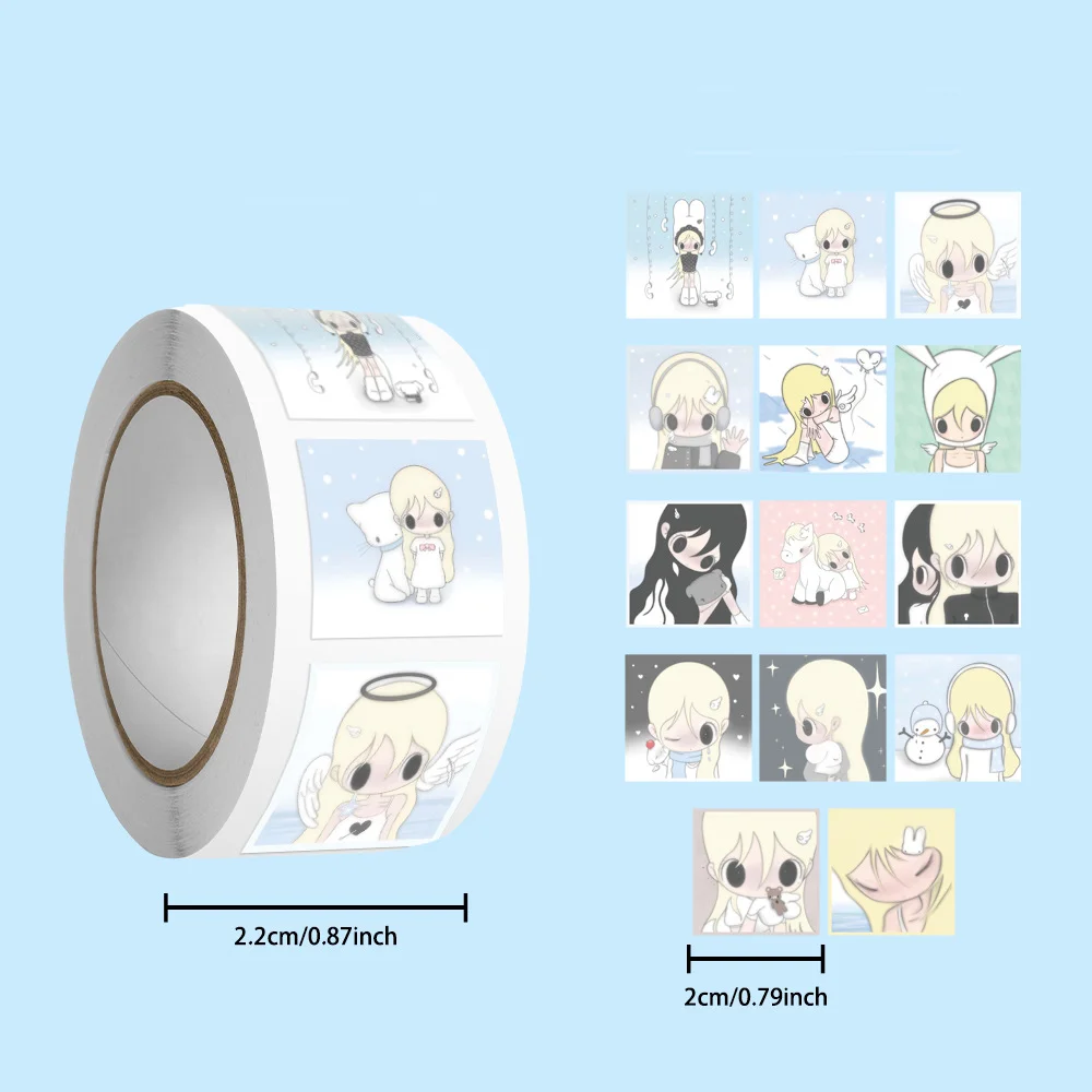 500pcs/Roll Cute Ye You Shang Qiu Avatar Sticker PVC Material Personalized DIY Phone Envelope Scrapbook Waterproof Daily Sticker