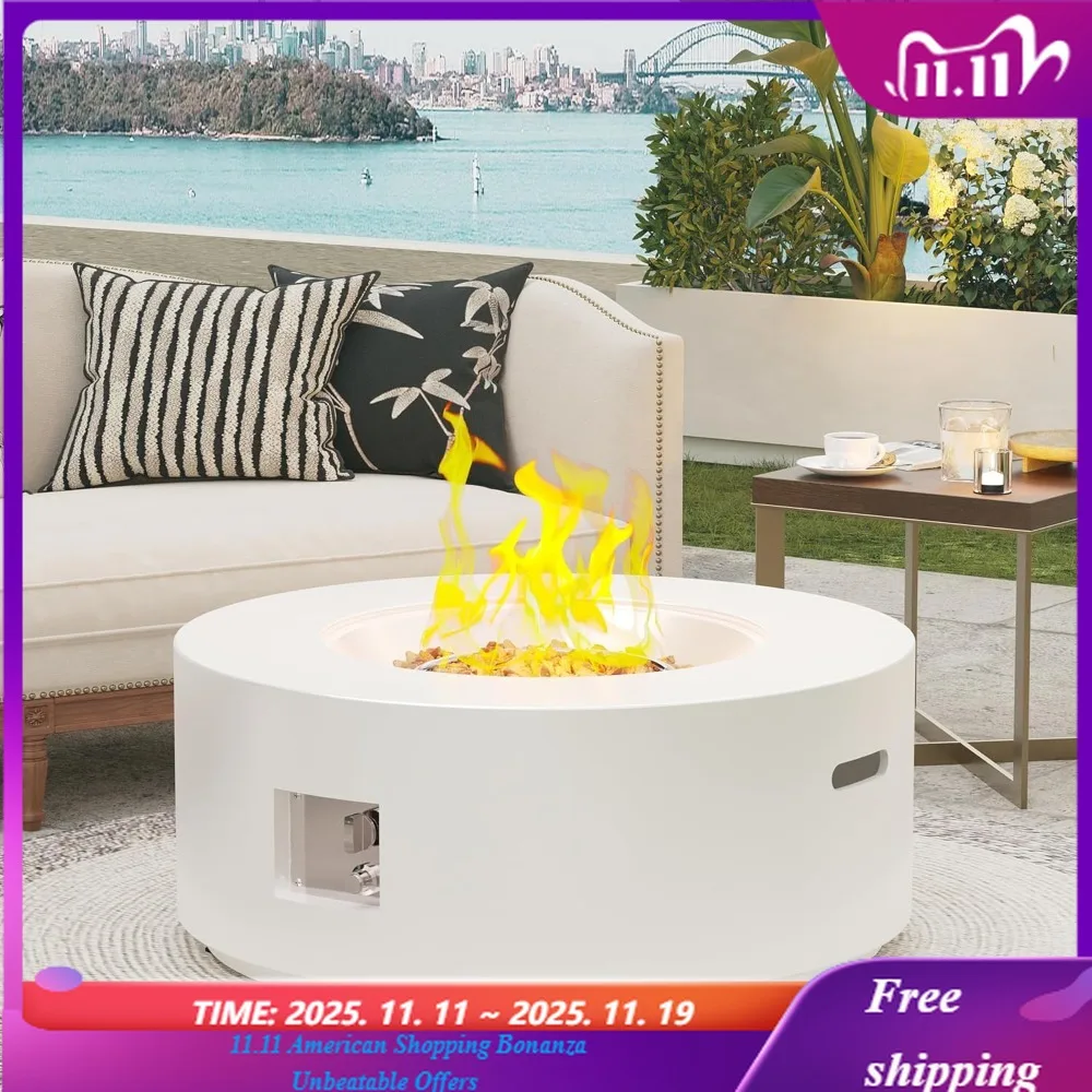 

32,5-дюймовый стол для костра с пропаном, круглый стол для костра для патио на открытом воздухе, сертифицированный CSA, горелка из нержавеющей стали со стальной крышкой