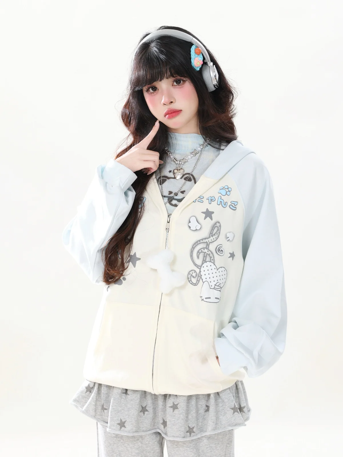 

ENJOG Subculture Ear Hoodie Cardigan Women's Loose Casual Style Spring Autumn New Arrival Outerwear Fashion Ladies' Sweat...
