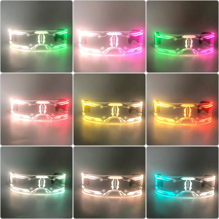 Coole leuchtende LED-Brille, blinkende Partybrille, futuristische transparente LED-Brille für Nachtclub, DJ, Tanzparty-Dekoration – Detail 24
