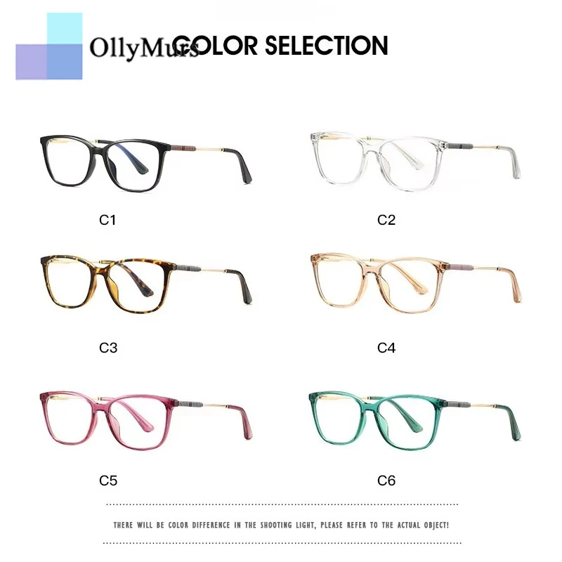 نظارات قراءة OLLYMURS Wayfar مربعة الشكل تحجب الضوء الأزرق للنساء، نظارات طبية، نظارات كمبيوتر كلاسيكية # 37