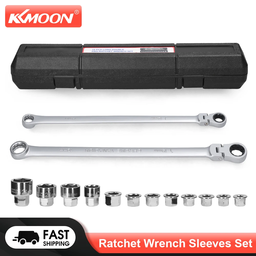 KKMOON 15in1 Ratchet Wrench Sleeves Set Car Household Auto Repairs Maintenance Tool Set Household Hardware Combination Tool Set