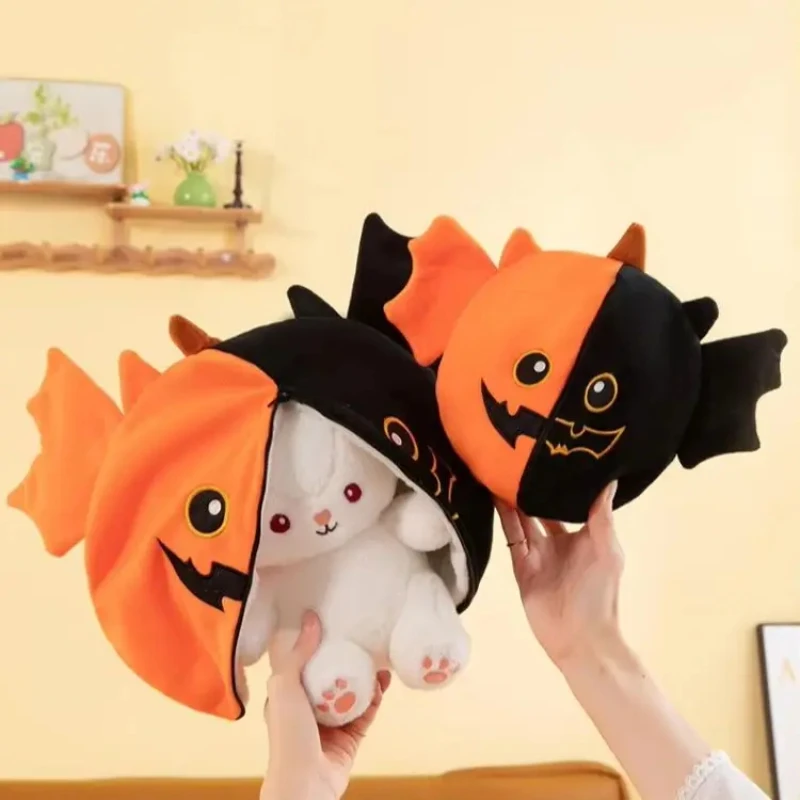 Halloween Pumpkin Rabbit Plush Toy Stuffed Cute Doll Bat Design Kids Festival Gift Soft And Interesting DOll