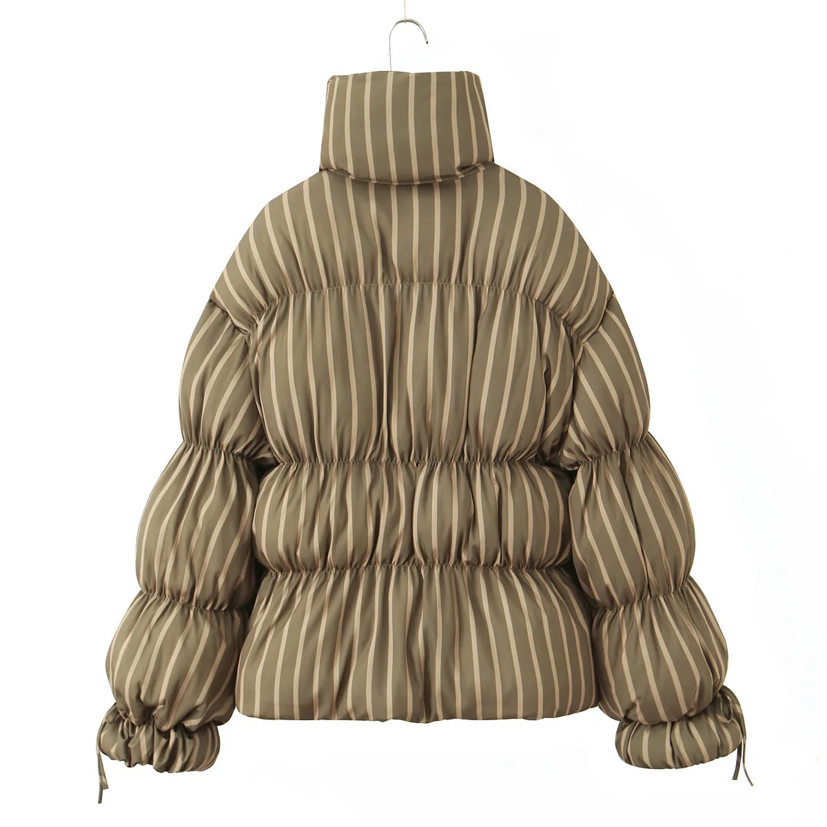 أزياء الشتاء عارضة فضفاضة مريحة منتفخ معطف طويل الأكمام سستة الدافئة أبلى المرأة المطبوعة عالية الرقبة أسفل سترة قطن