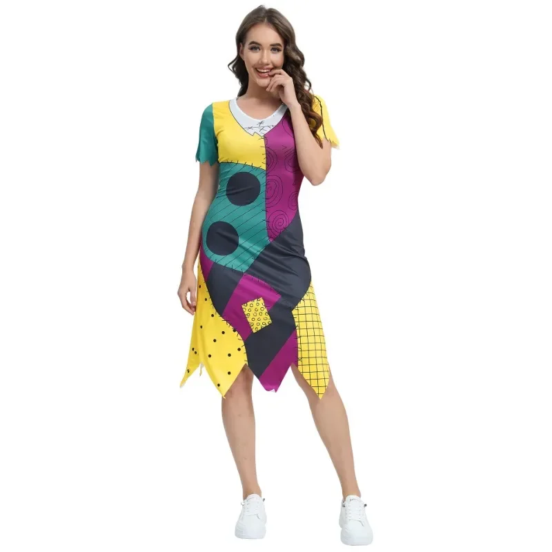 The Sally Christmas Cosplay Costume Women 3D Printed Nightmare Party Zenti Halloween Carnival Party Dresses Female Leggings