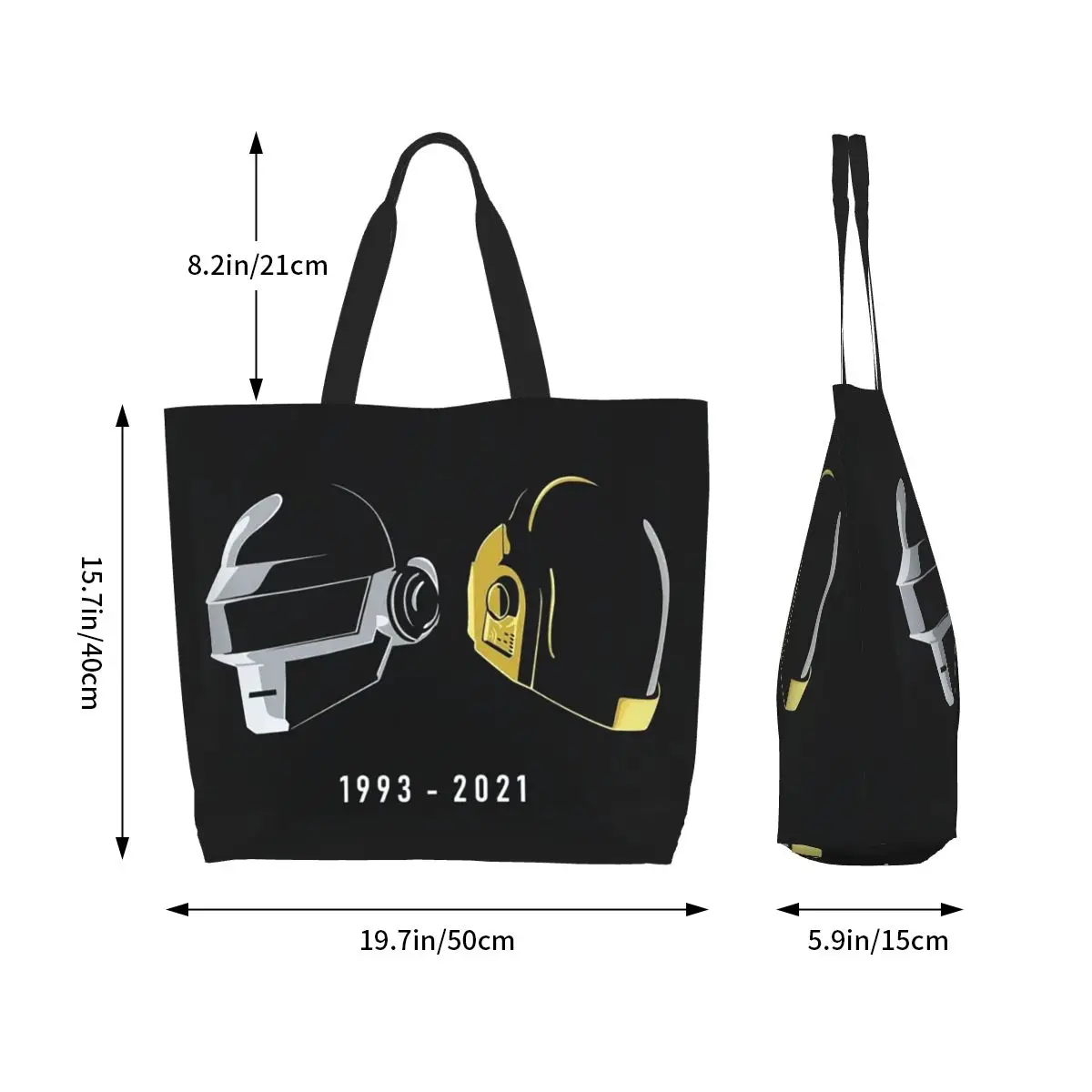Daft Punk Electronic Music Band Tribute Helmet Art Shopping Tote Bag Canvas Shoulder Bags Shopper Grocery Handbag for Women
