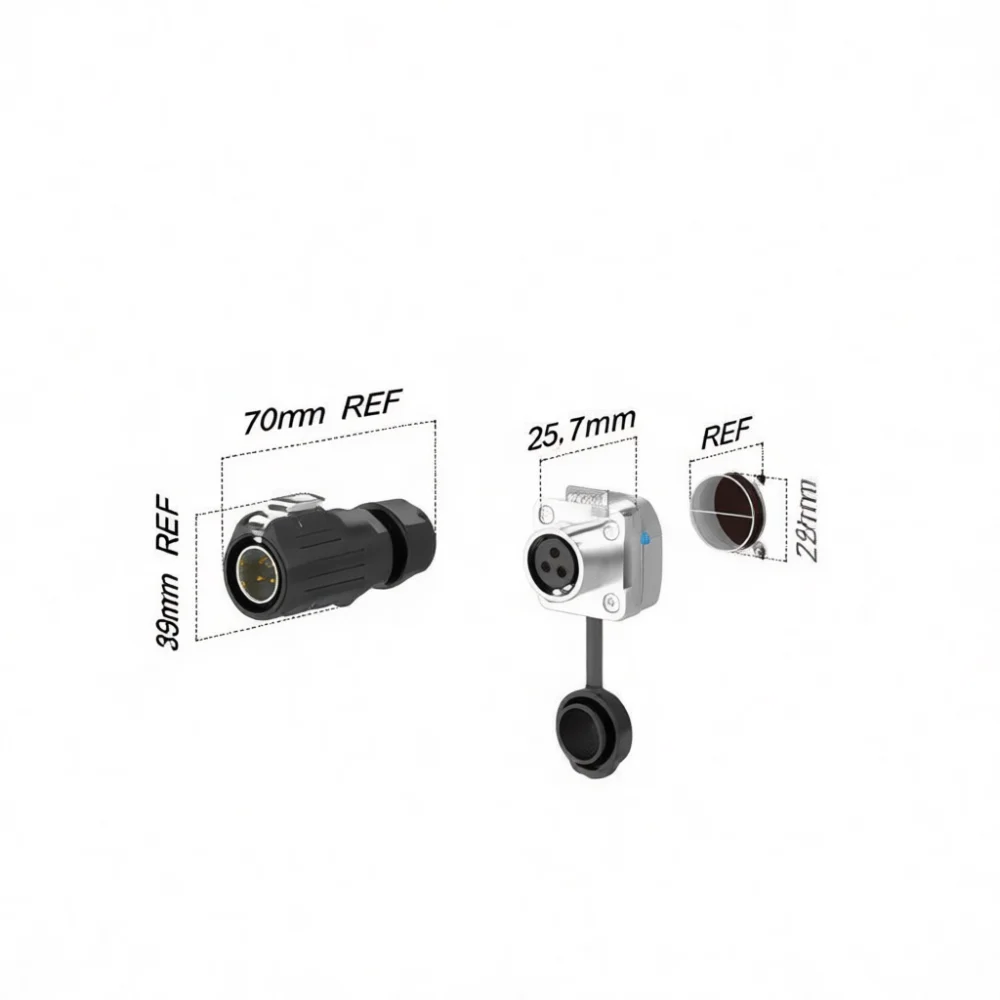 High Reliable LP20 Waterproof Aviation Connector 2 3 4 5 7 9 12 14 Pin Plug Socket For Stage Lighting Power Transmission
