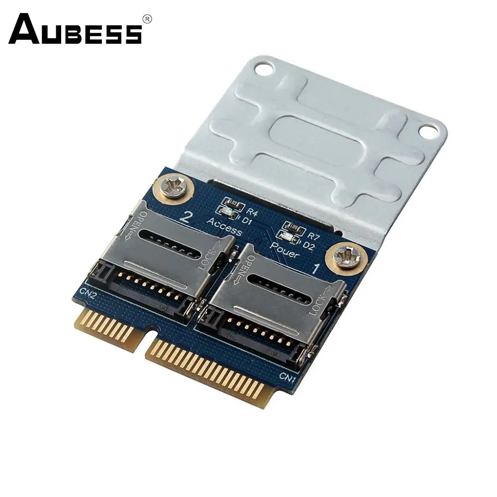 2 ssd hdd duplo-sdhc sdxc tf para mini leitor de cartão de memória pcie mini adaptador pci-e mini mpcie para 2 mini-sdcards para laptop