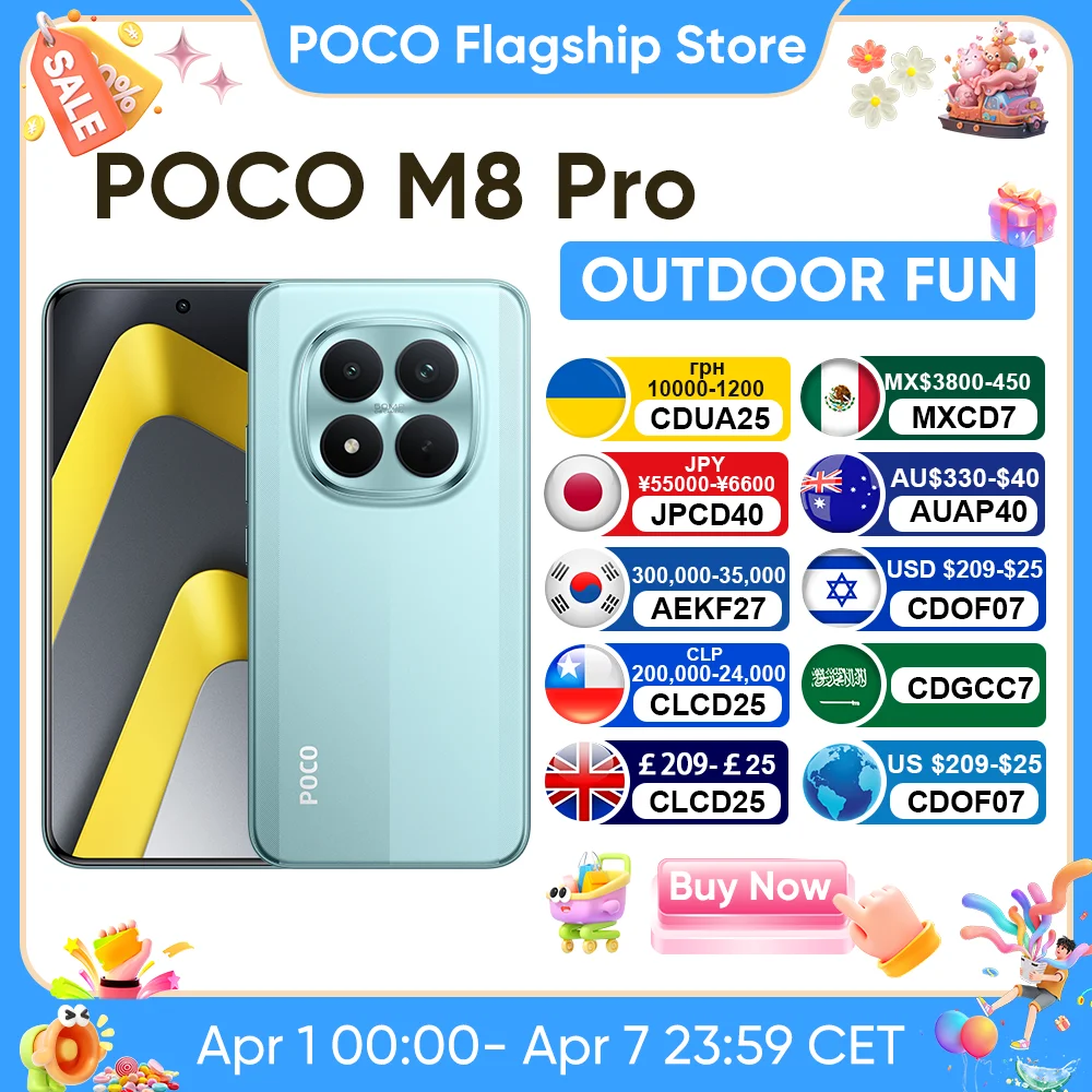 Newest POCO M8 Pro Global Version 5G Smartphone Snapdragon 7s Gen 4 6.83" 120Hz Display 50MP Camera 6500mAh 100W HyperCharge NFC