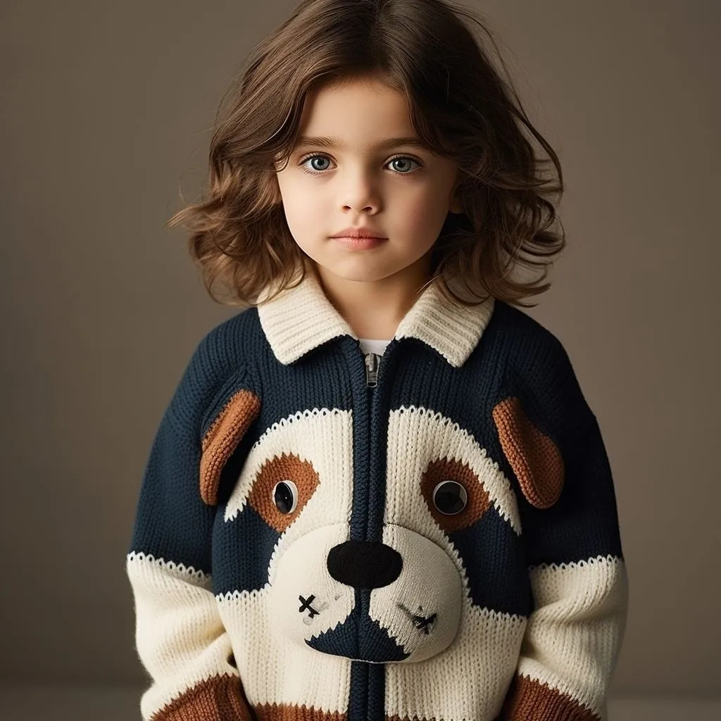 

Children's Fashion Sweater Knitted Sweater Autumn/Winter Boys' and Girls' Baby Cartoon Cardigan Jacket