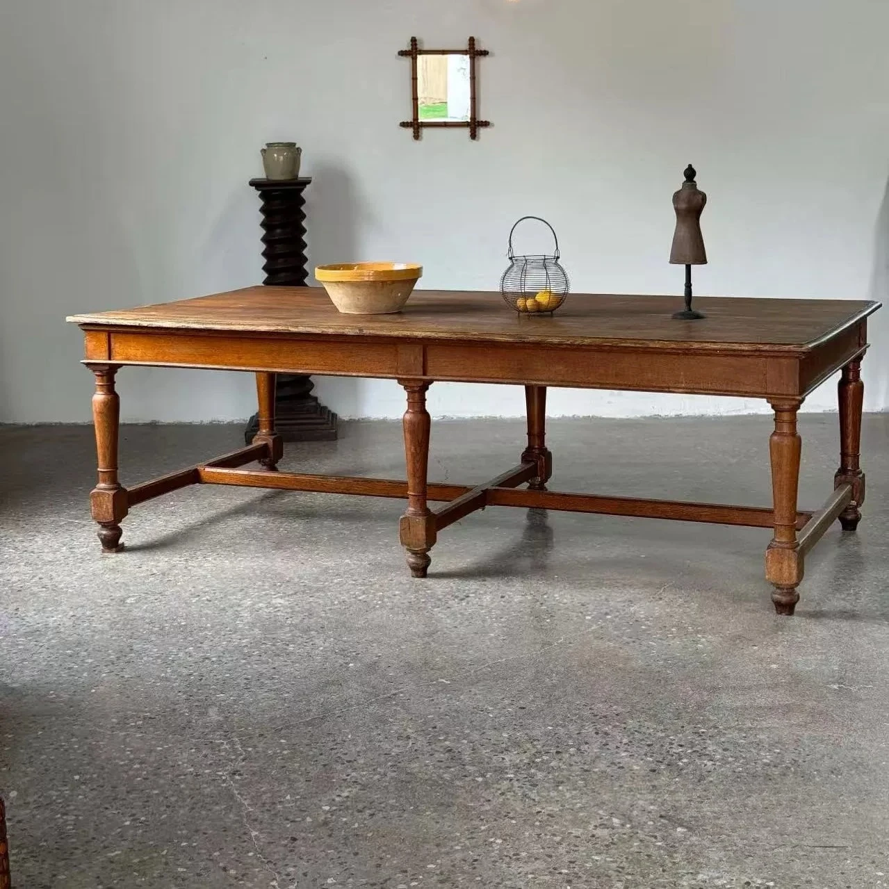 Retro solid wood dining  French medieval farm rectangular dining table B & B antique old dining table conference