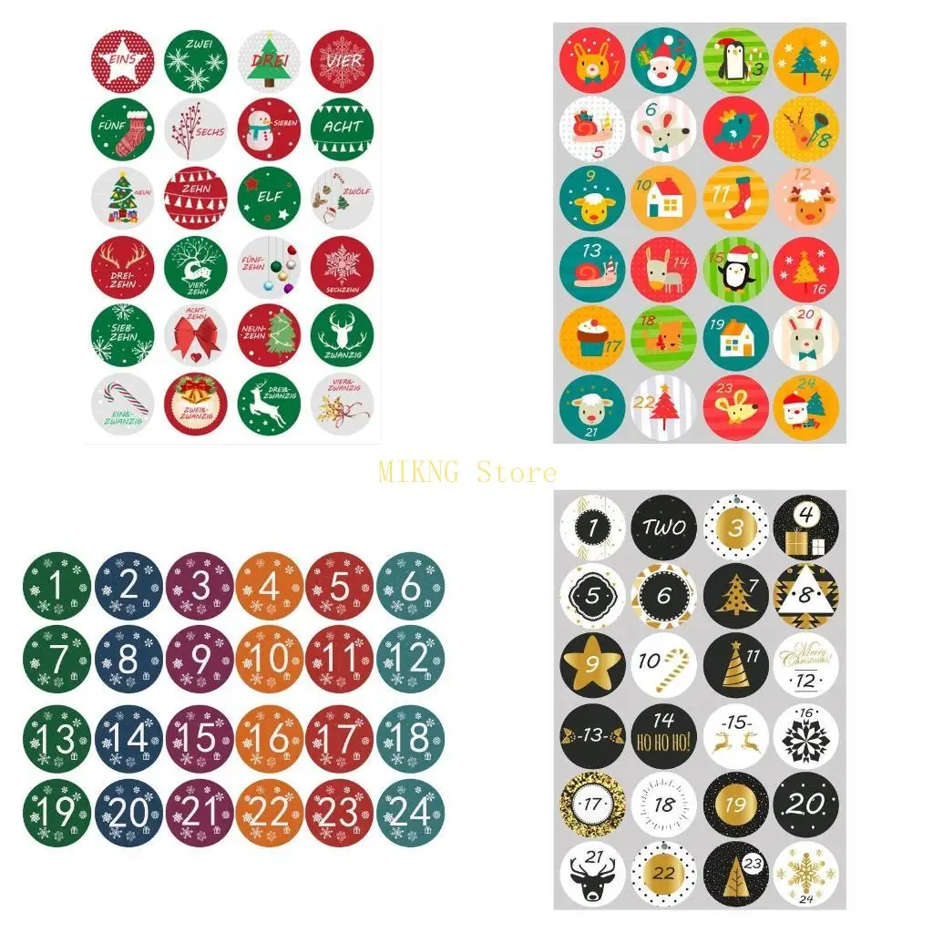 

240x Christmas Countdown Advent Calendar Number Sticker Gift Package Seal Label best sale