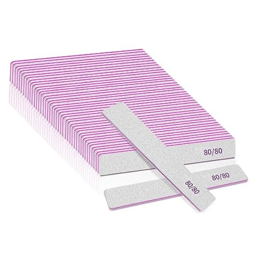 

25pcs Nail Files 80 Grit, 80/80 Grit Nail Files, Jumbo Nail Files for Acrylic Nail, Double-Sided Emery Board Nail Filer for Man