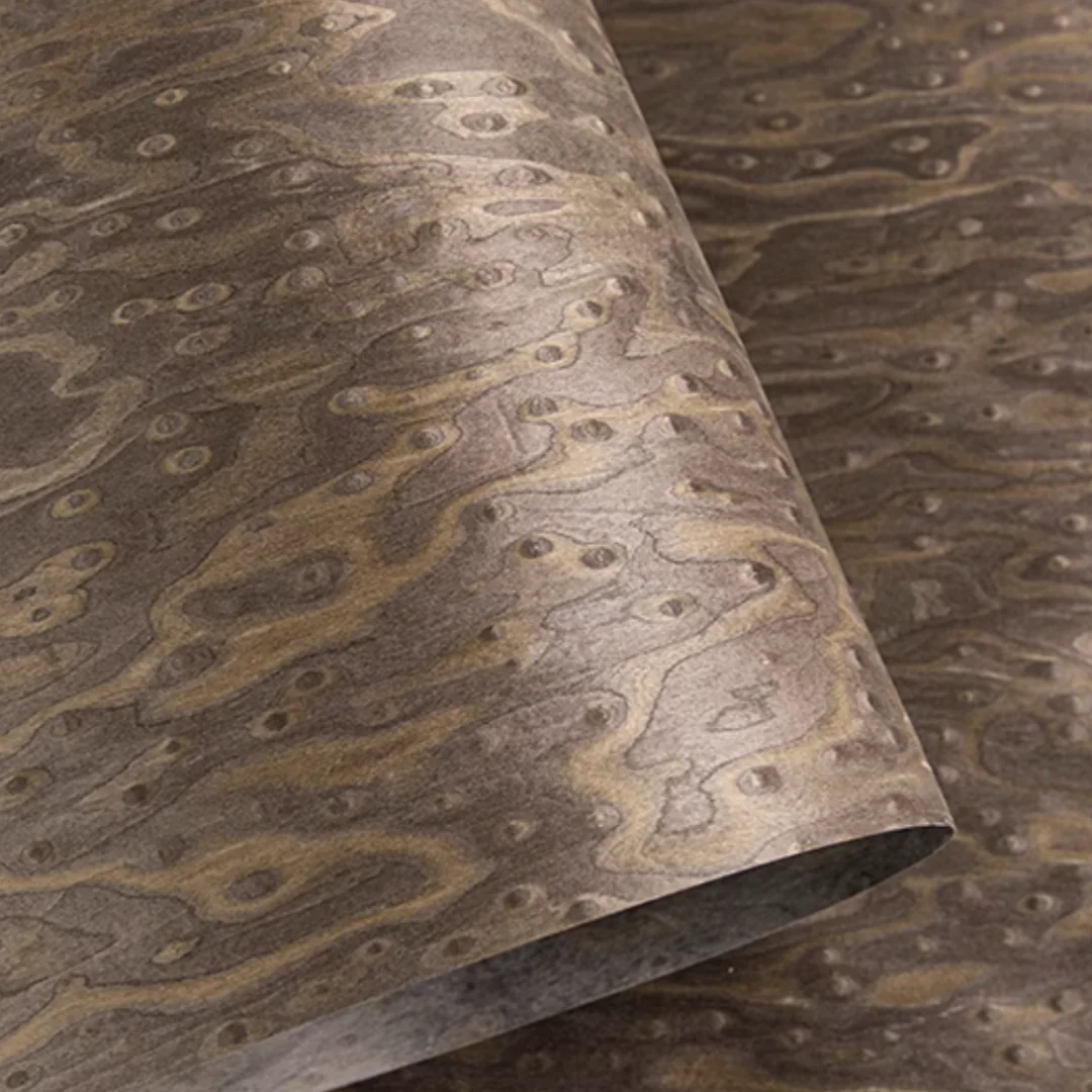Length:2.5m Wide:580mm Thick:0.3mm Techwood Deep Brown Cat's Eye Texture Wood Veneer Decor - DIY Furniture Home Refurbishment