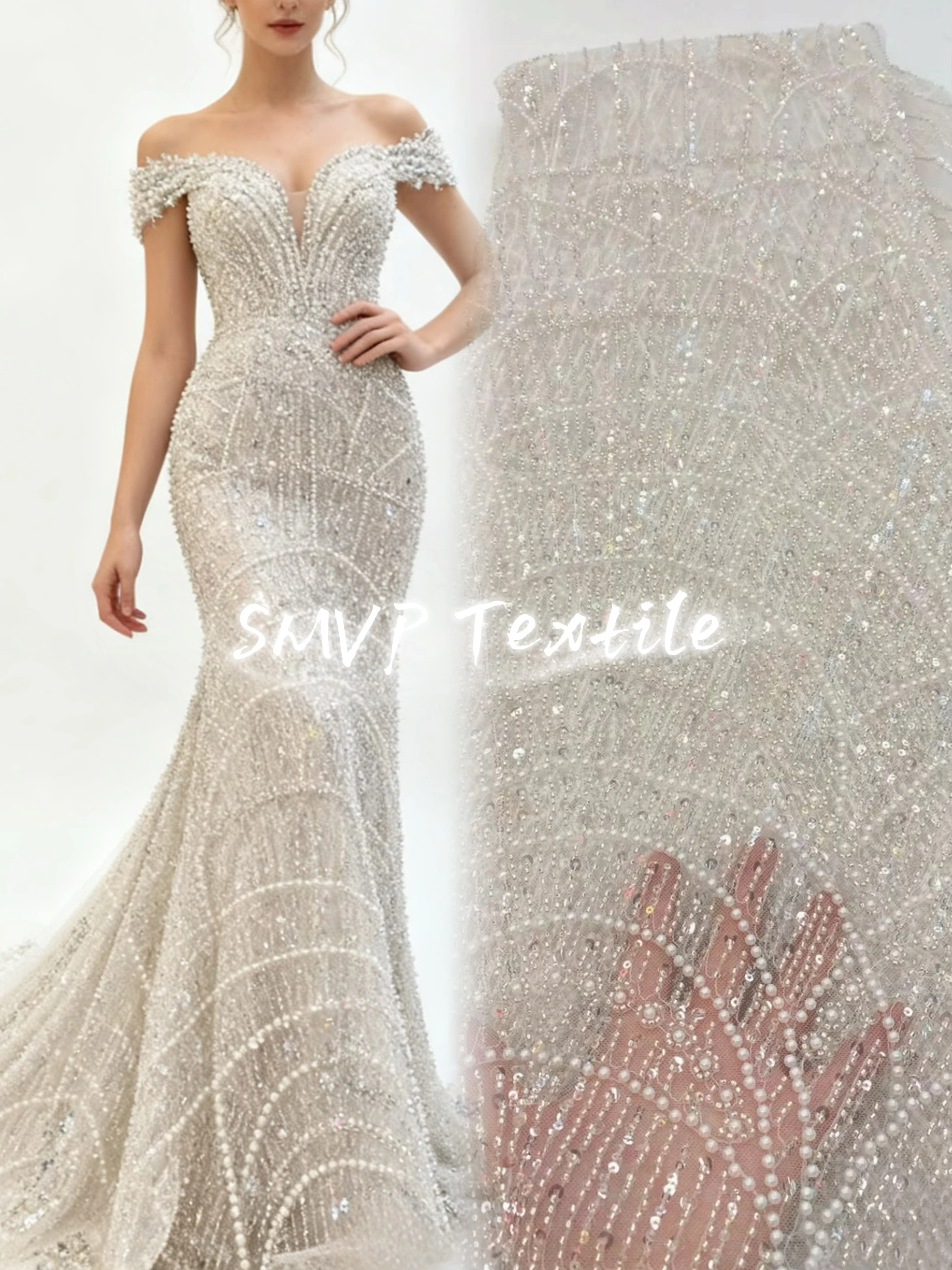 

Африканская кружевная ткань 2026, кружевная ткань ручной работы с бисером, Франция, блестки, нигерийская вышивка, свадебная сетчатая кружевная ткань, шитье, 5 ярдов