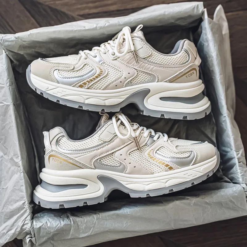 

2026 Spring Mesh Breathable Low Top Thick Soled Casual Sports Shoes for Men Fashion Trend Versatile Comfortable Chunky sneakers