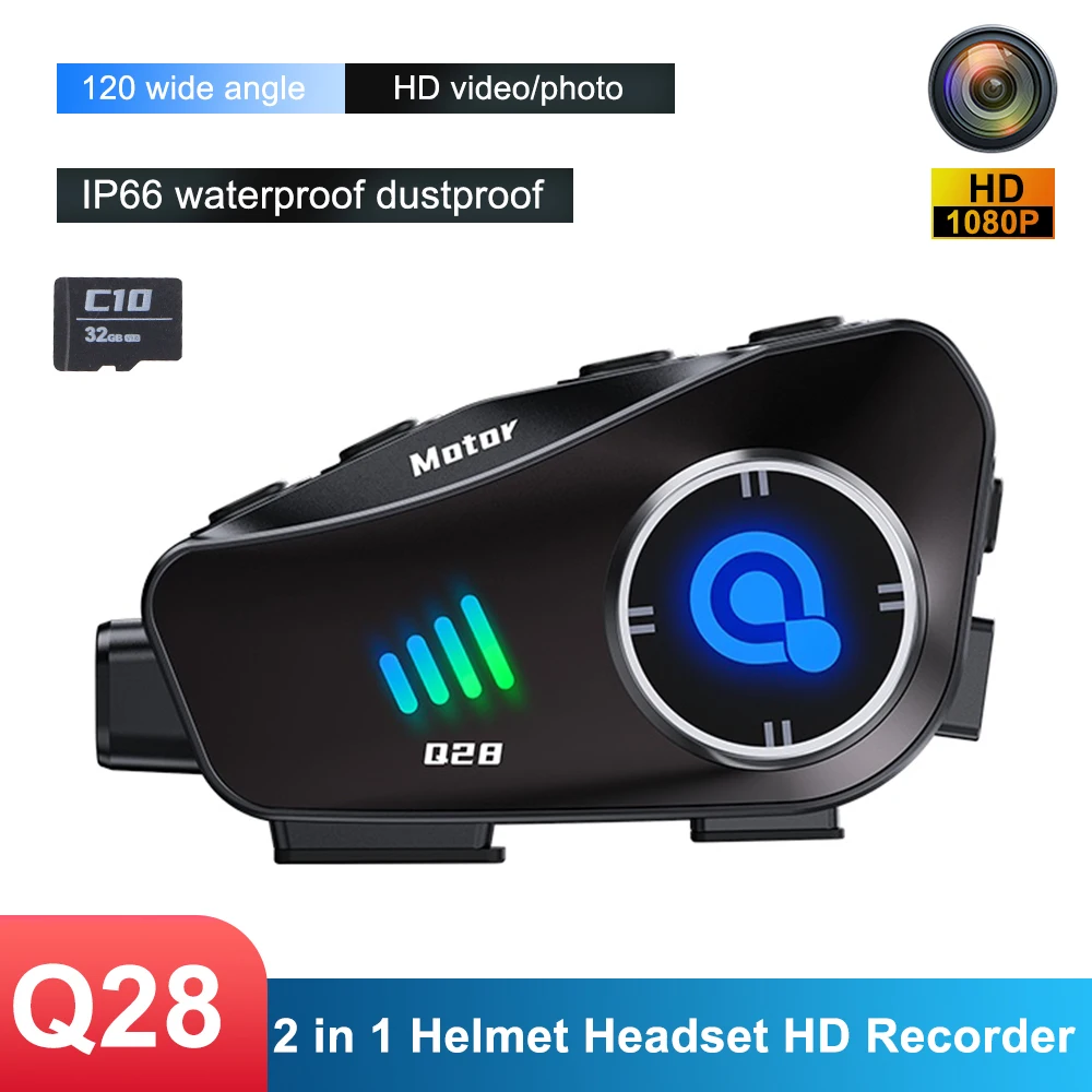 IP66 Waterproof 1080P HD Q28 Super Wide-angle Lens Wireless Camera Bluetooth Headset WiFi Wireless Camera Motorcycle Helmet