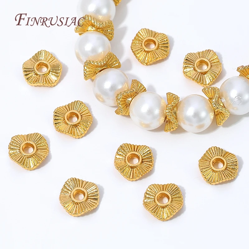 18K Gold Plated Fluted Wavy Flower Spacer Bead,Vertical Ribbed Round Petal Spacer Metal Washer For DIY Jewelry Making Findings