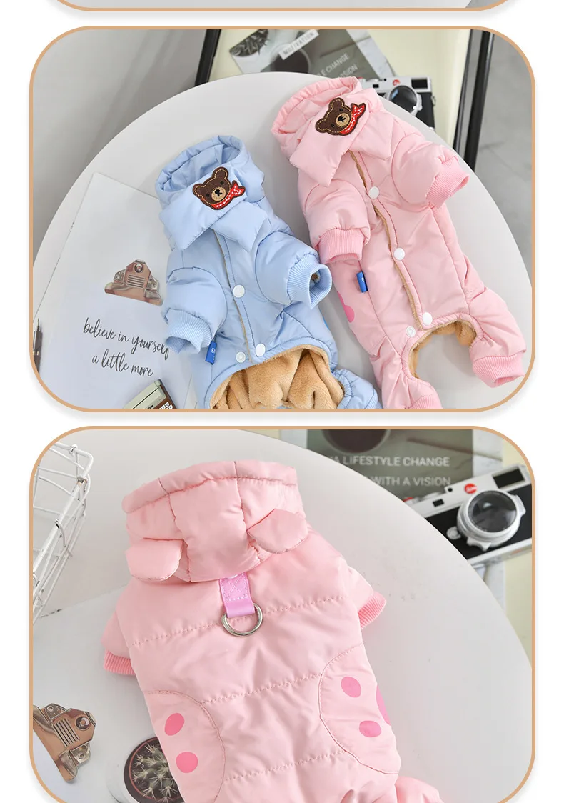 Bär Schal Mädchen Weibliche Kostüme Für Hunde Welpen Harness Unten Parkas Kleine Mittlere Größe Rassen Haustier Overalls Chihuahua Bichon Outfit – Detail 2