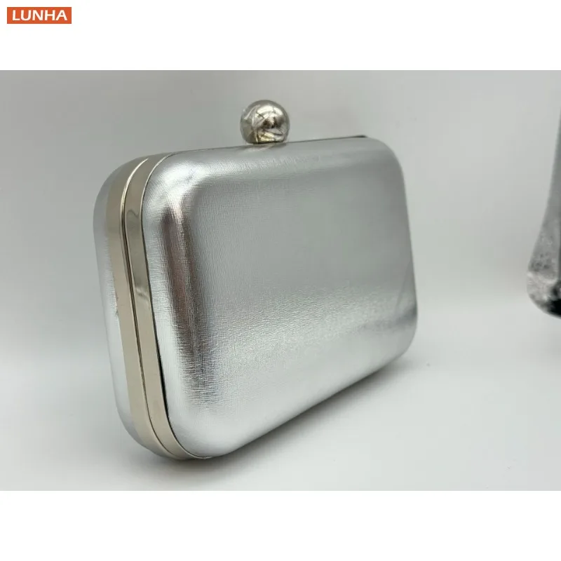 Evening Bags Vintage Metallic Box Bag Gold Silver Luxury Clutch Dinner Bag Hard Case Crossbody Purse for Party Wedding Gathering view 5
