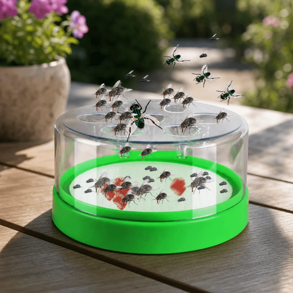 Practical 7 Holes Automatic Fly Trap Safe Reusable Plastic Fly Trap Box Non-Toxic Durable Mosquito Killler Restaurant