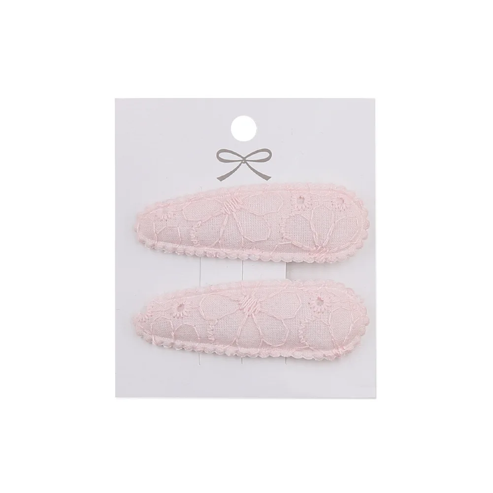 2pc Blumendruck 2 Zoll Basic Snap Baby Haar Tropfen Clips Spitze Stickerei Haar Klemme Pins Haarnadeln Baumwolle Plaid BB Haarspangen Mädchen – Detail 10