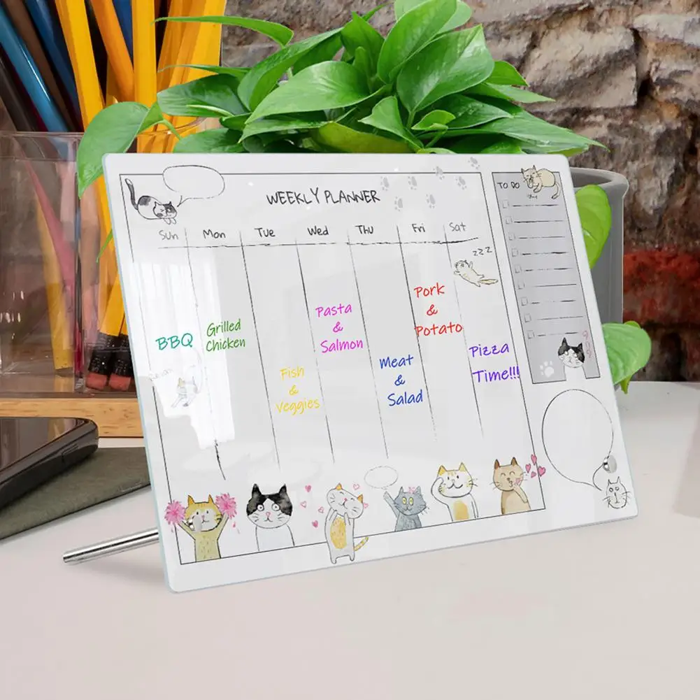 Weekly Planning Board with Stand Acrylic Desktop Whiteboard Calendar Weekly Planner with Stand Small Office Reminder for Home