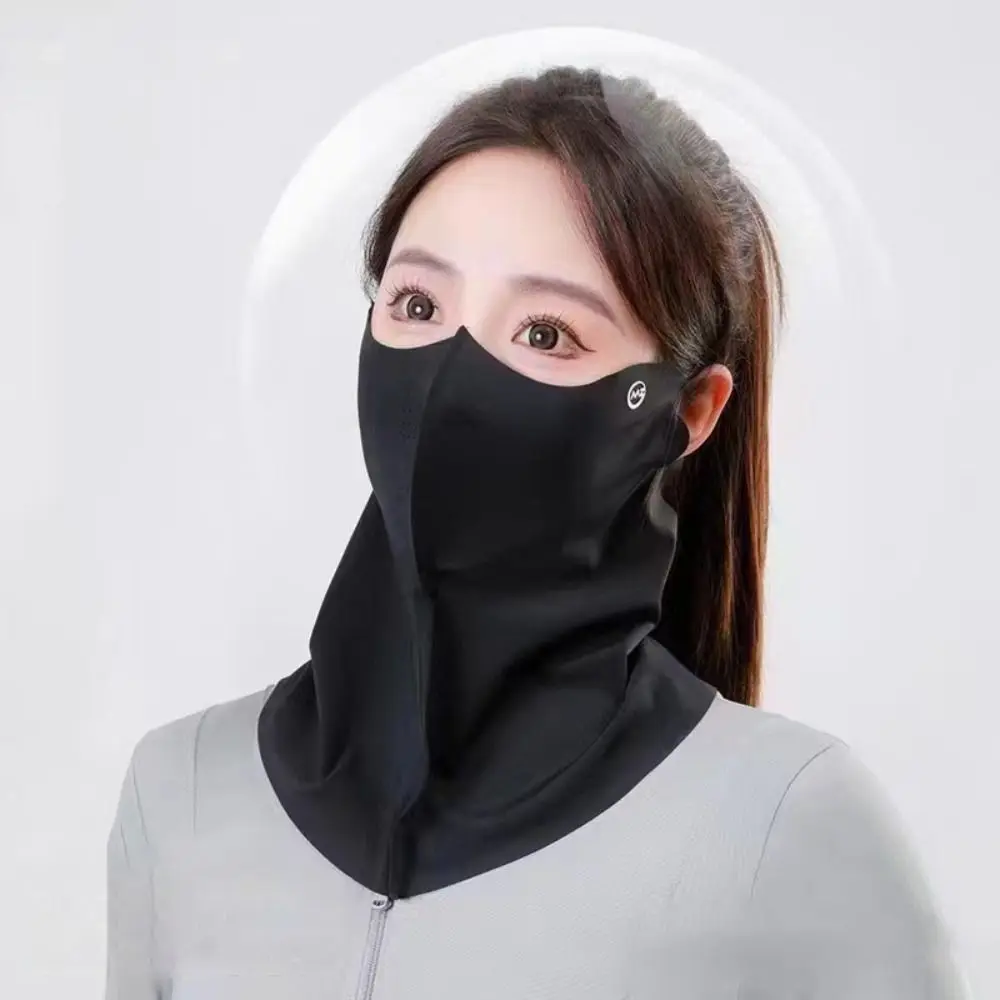 

Fashion Ice Silk Sun Protection Mask UPF50+ Breathable Anti-UV Neck Scarf Dustproof Neck Protection Sunshade Face Mask Summer