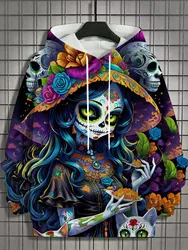 Fashion Women's Hoodie for Girls Autumn Long Sleeve Casual Sexy Girls Clothes Horror Undead Skull Pattern Unisex Tops